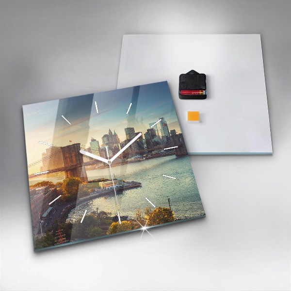 Pendule carrée en verre New York Manhattan