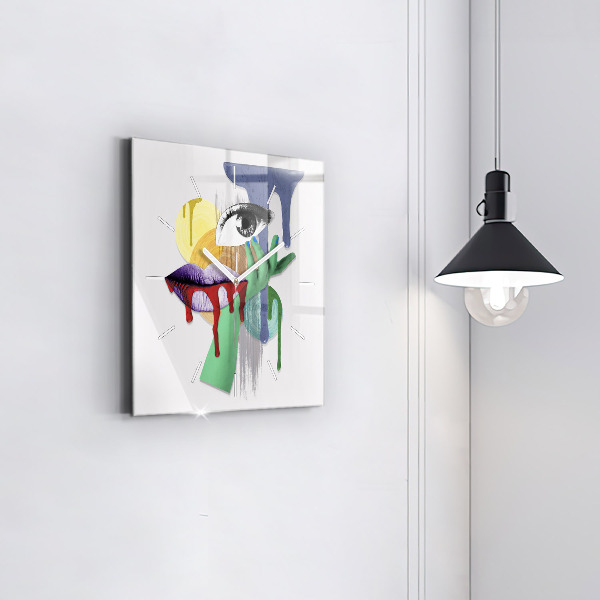 Pendule carrée en verre Collage surréaliste