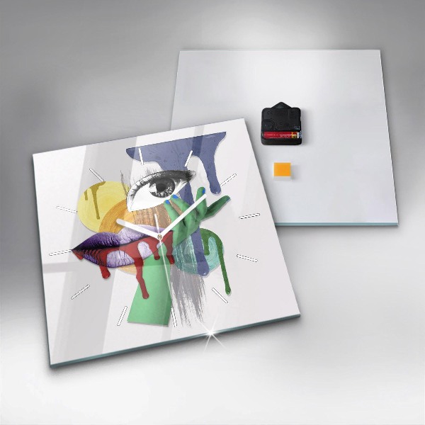 Pendule carrée en verre Collage surréaliste