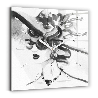 Pendule carrée en verre Femme à la mode