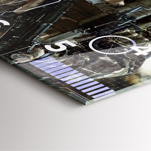 Pendule carrée en verre Soldat avec une arme à feu