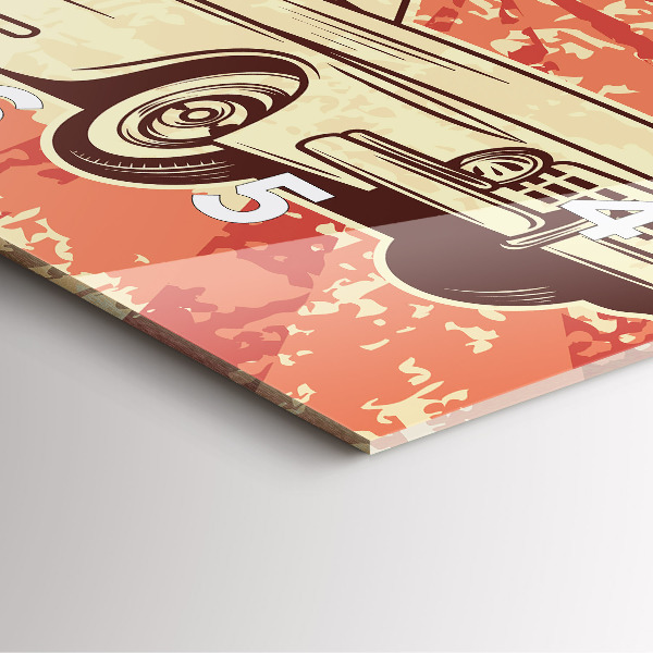 Pendule carrée en verre Voiture rétro vintage