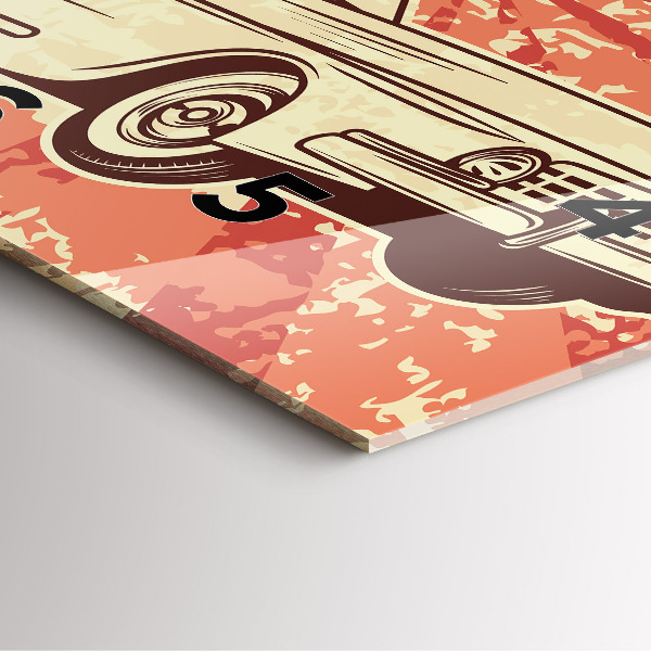 Pendule carrée en verre Voiture rétro vintage