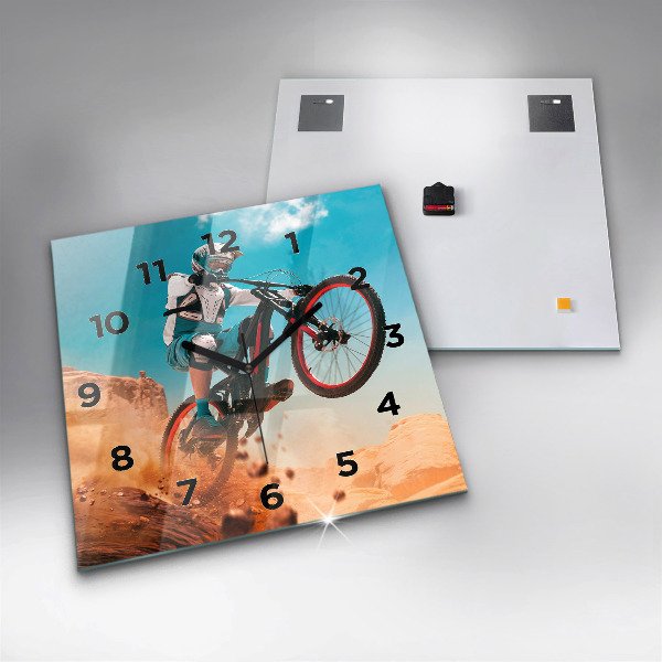 Pendule carrée en verre Cascadeur et adrénaline