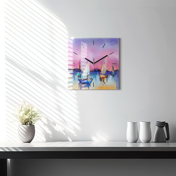 Pendule carrée en verre Paysage marin