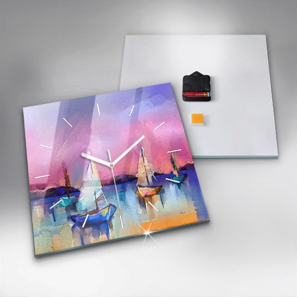 Pendule carrée en verre Paysage marin