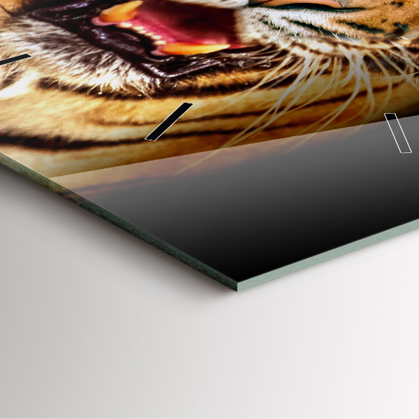 Pendule carrée en verre Tigre - regard sauvage