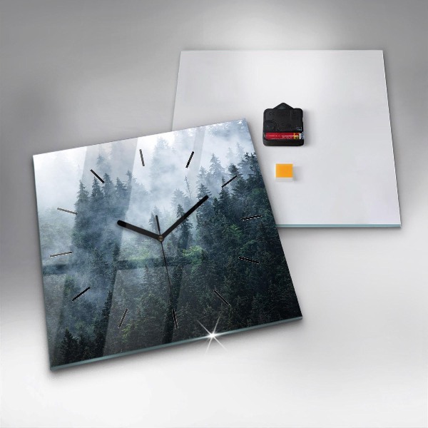 Pendule carrée en verre Paysage de montagne brumeux