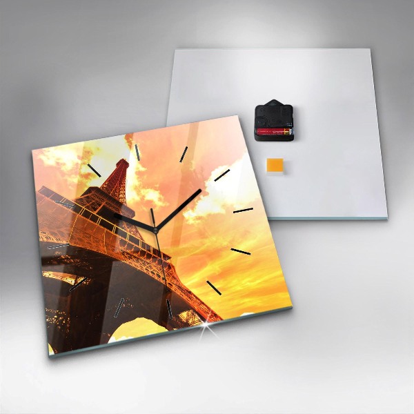 Horloge murale carrée La Tour Eiffel à Paris