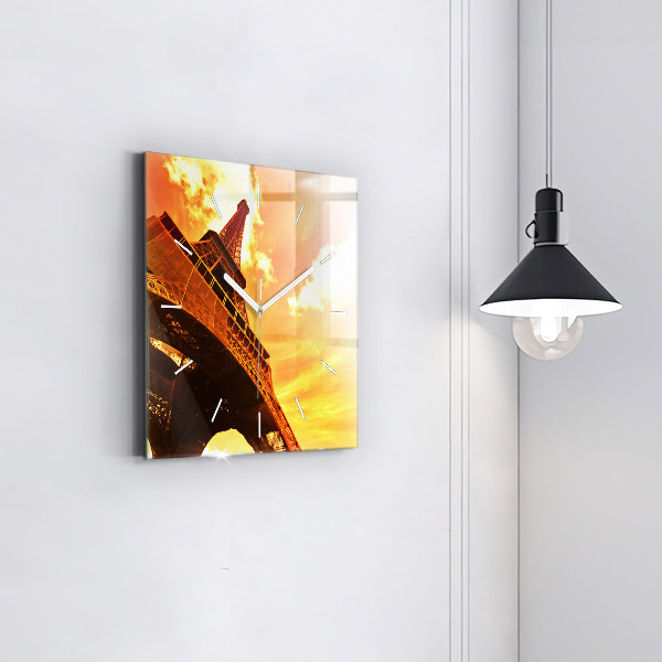 Horloge murale carrée La Tour Eiffel à Paris