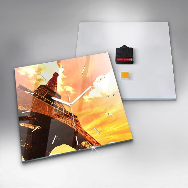 Horloge murale carrée La Tour Eiffel à Paris