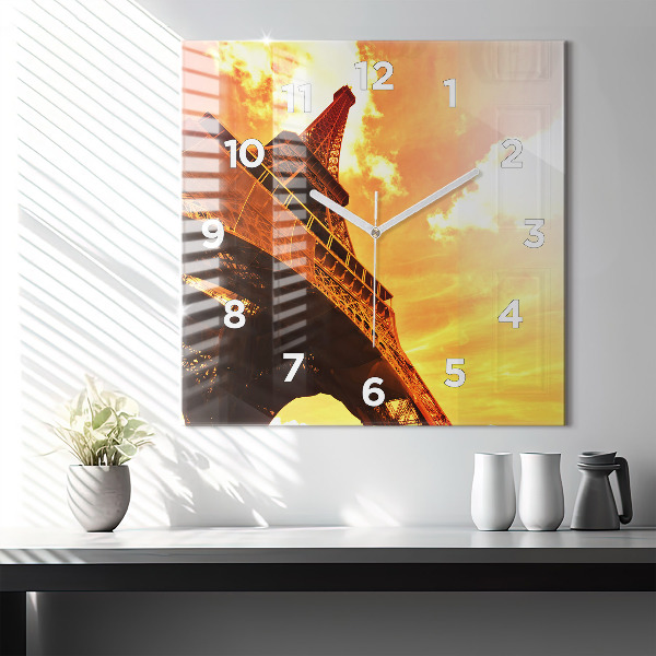 Horloge murale carrée La Tour Eiffel à Paris