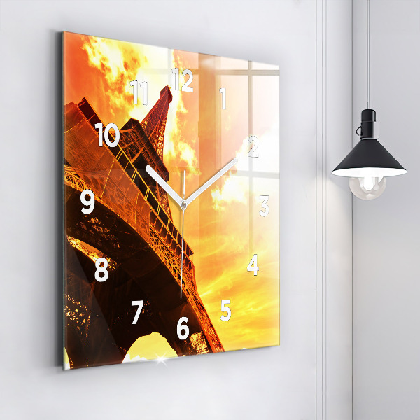 Horloge murale carrée La Tour Eiffel à Paris