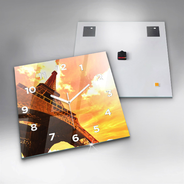 Horloge murale carrée La Tour Eiffel à Paris