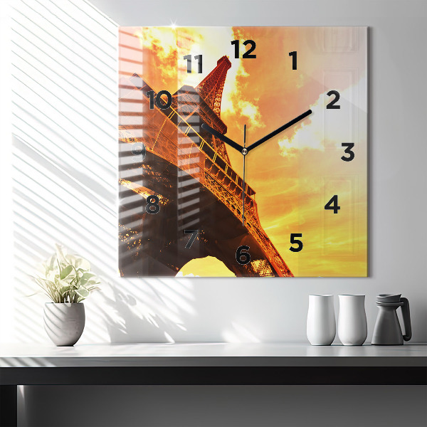 Horloge murale carrée La Tour Eiffel à Paris