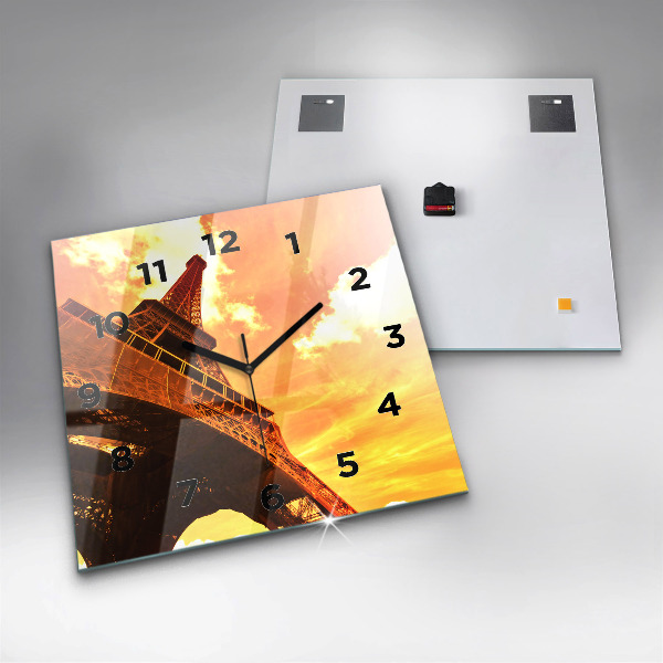 Horloge murale carrée La Tour Eiffel à Paris