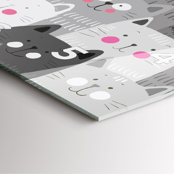 Pendule carrée en verre Motif avec des chats