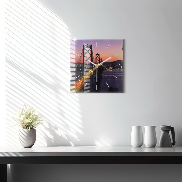 Horloge murale carrée Coucher de soleil aux États-Unis
