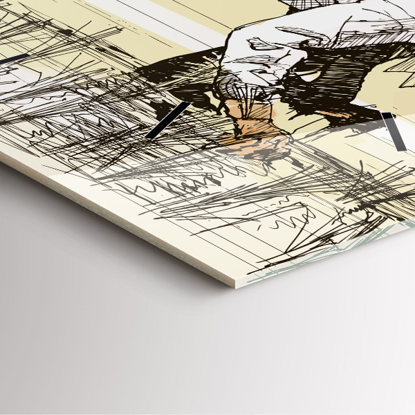 Horloge murale carrée Femme cueillant du riz