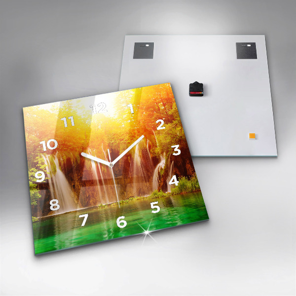 Pendule carrée en verre Vue de la cascade