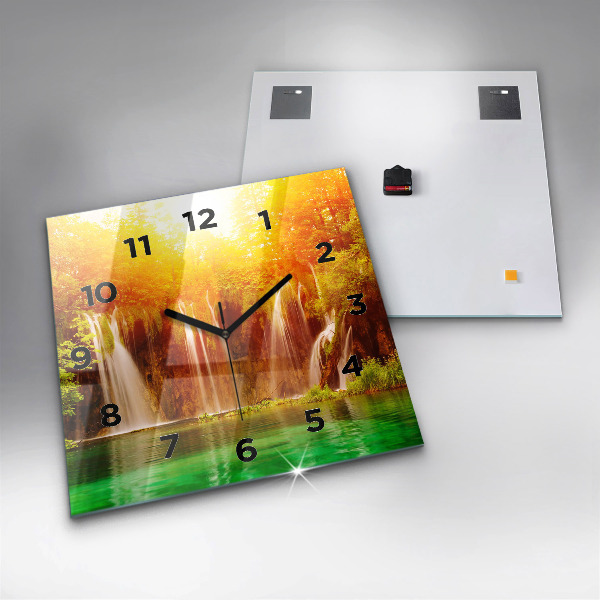 Pendule carrée en verre Vue de la cascade