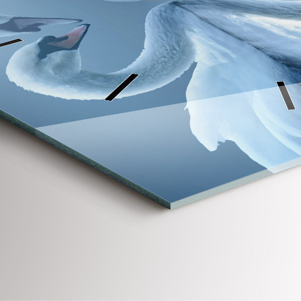 Horloge murale carrée Des cygnes dans le cœur