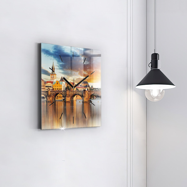 Pendule carrée en verre Panorama sur la rivière