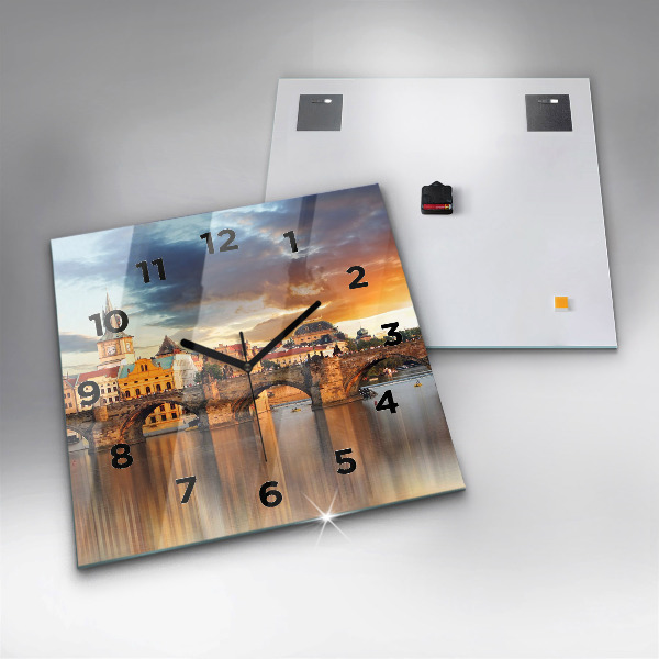 Pendule carrée en verre Panorama sur la rivière