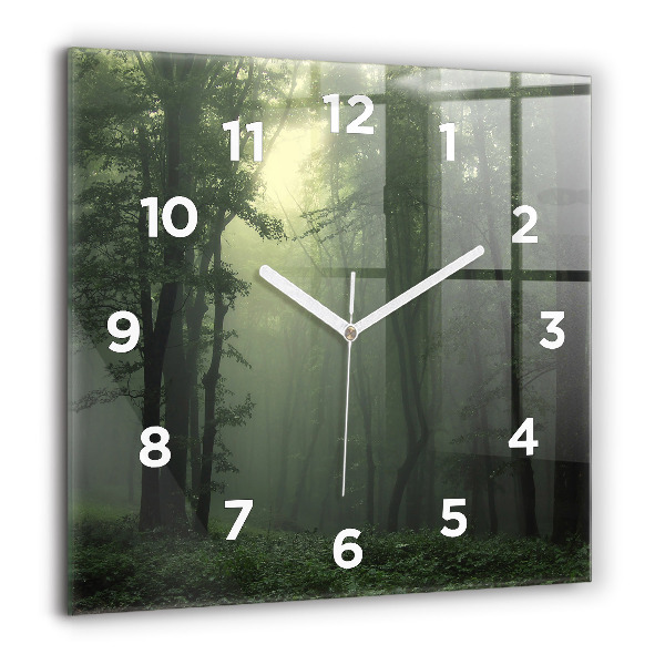 Horloge murale carrée Forêt brumeuse le matin