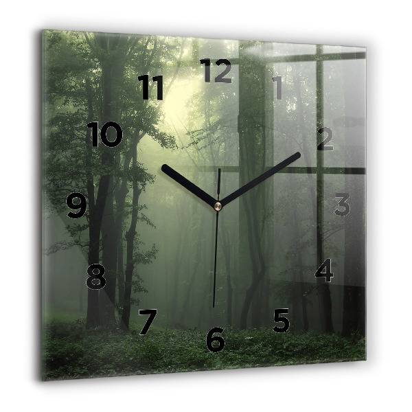 Horloge murale carrée Forêt brumeuse le matin