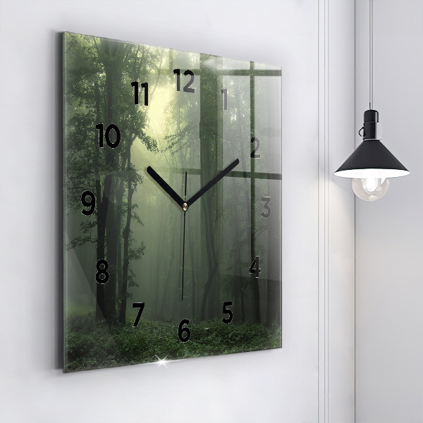 Horloge murale carrée Forêt brumeuse le matin
