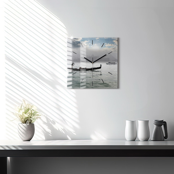 Horloge murale carrée Gondole à Venise