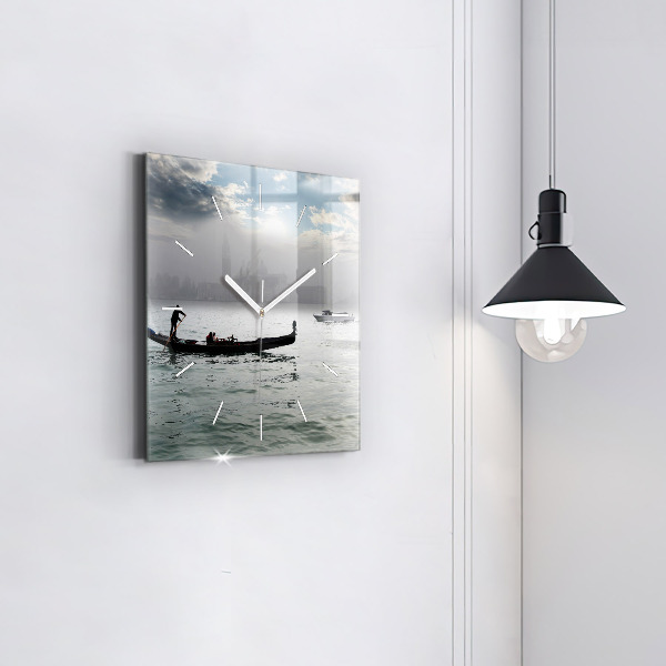 Horloge murale carrée Gondole à Venise