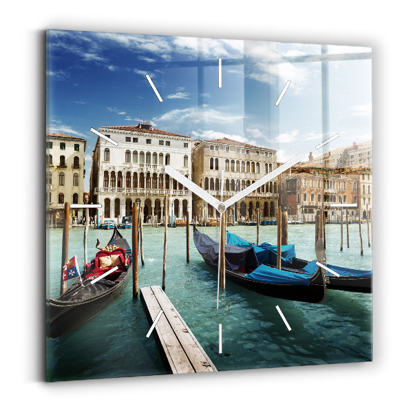 Horloge murale carrée Gondoles Venise Italie