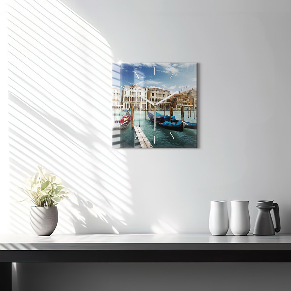 Horloge murale carrée Gondoles Venise Italie