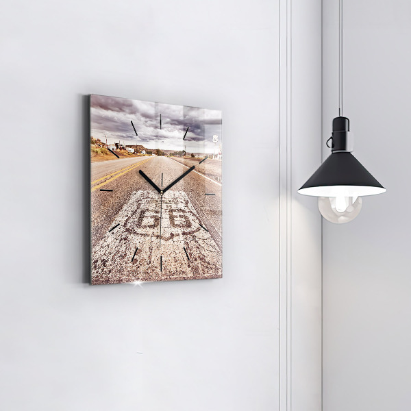 Horloge murale carrée Route 66 États-Unis