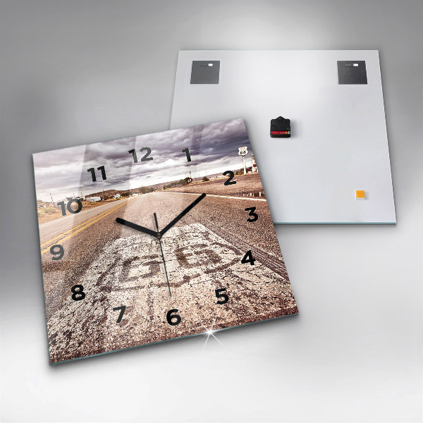 Horloge murale carrée Route 66 États-Unis