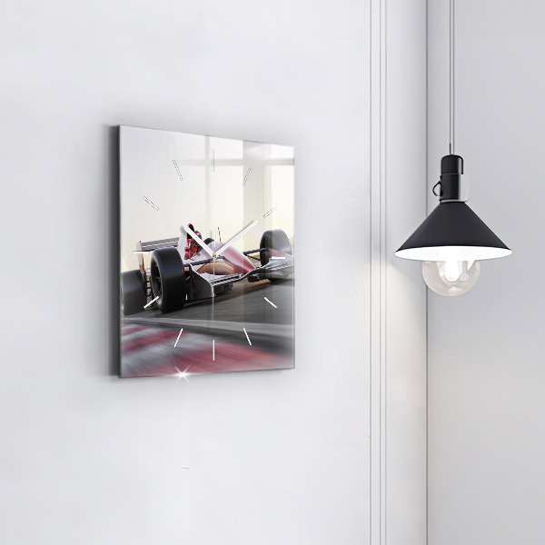 Horloge murale carrée Voiture de course sportive