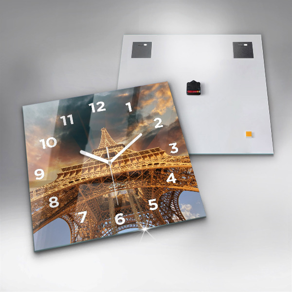 Horloge murale carrée La Tour Eiffel contre les nuages