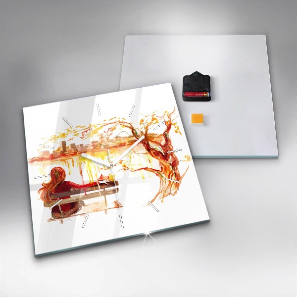 Horloge murale carrée 'Paysage d''automne'