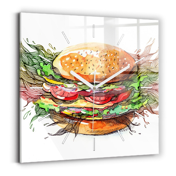 Horloge murale carrée Cheeseburger XXL