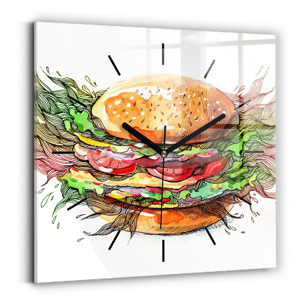 Horloge murale carrée Cheeseburger XXL