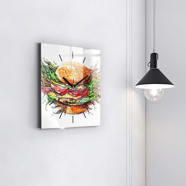 Horloge murale carrée Cheeseburger XXL