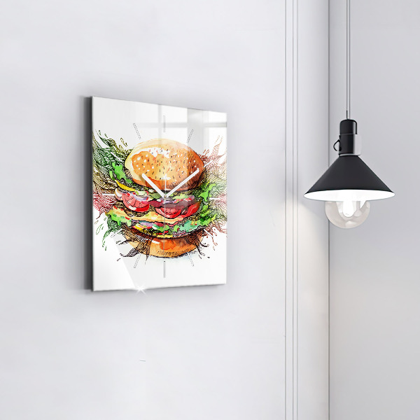 Horloge murale carrée Cheeseburger XXL