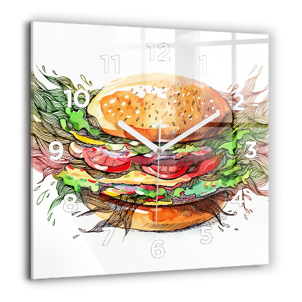 Horloge murale carrée Cheeseburger XXL