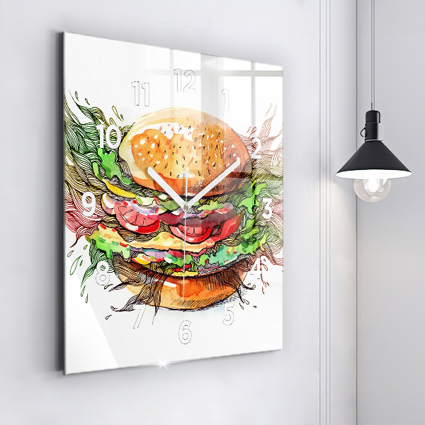 Horloge murale carrée Cheeseburger XXL
