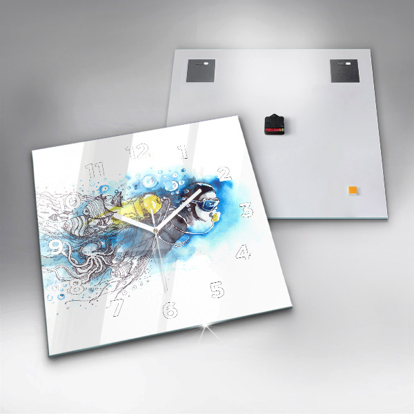 Horloge murale carrée La vie des poissons sous-marins
