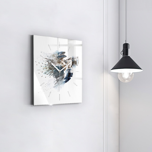 Horloge murale carrée Capitaine avec des jumelles