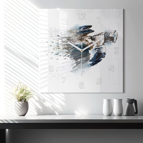 Horloge murale carrée Capitaine avec des jumelles