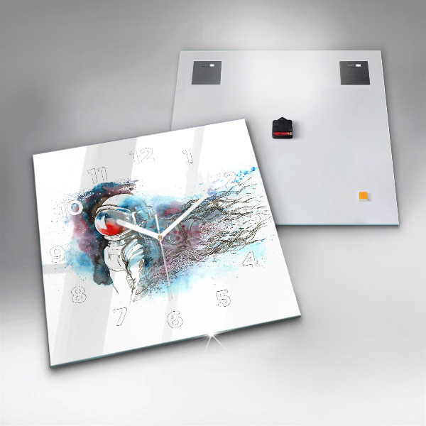 Horloge murale carrée Abstraction des astronautes